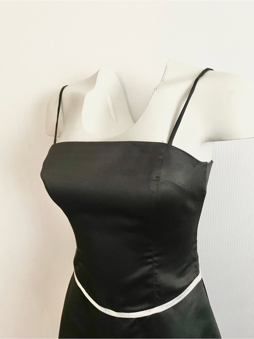 City Triangles Black Satin Slip with White Trim